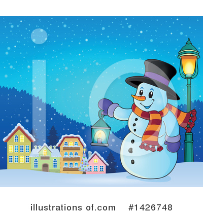 Royalty-Free (RF) Snowman Clipart Illustration by visekart - Stock Sample #1426748
