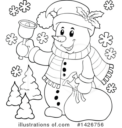 Royalty-Free (RF) Snowman Clipart Illustration by visekart - Stock Sample #1426756