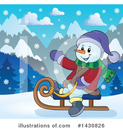 Royalty-Free (RF) Snowman Clipart Illustration by visekart - Stock Sample #1430826