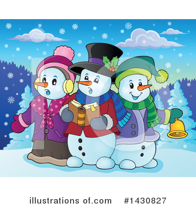 Royalty-Free (RF) Snowman Clipart Illustration by visekart - Stock Sample #1430827