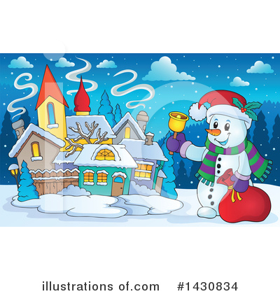 Royalty-Free (RF) Snowman Clipart Illustration by visekart - Stock Sample #1430834