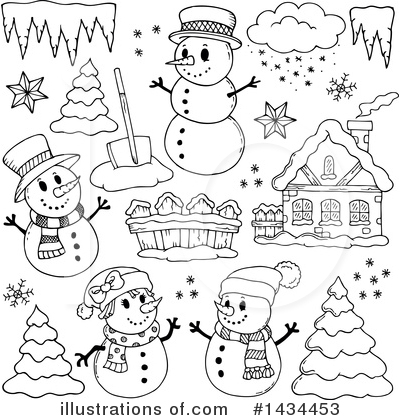 Royalty-Free (RF) Snowman Clipart Illustration by visekart - Stock Sample #1434453