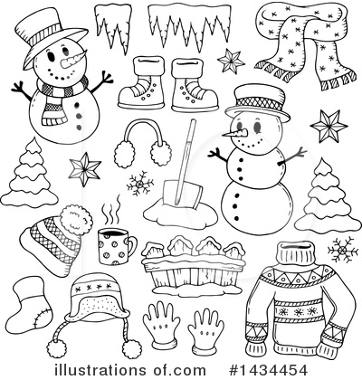 Royalty-Free (RF) Snowman Clipart Illustration by visekart - Stock Sample #1434454