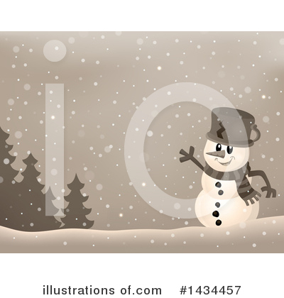 Royalty-Free (RF) Snowman Clipart Illustration by visekart - Stock Sample #1434457