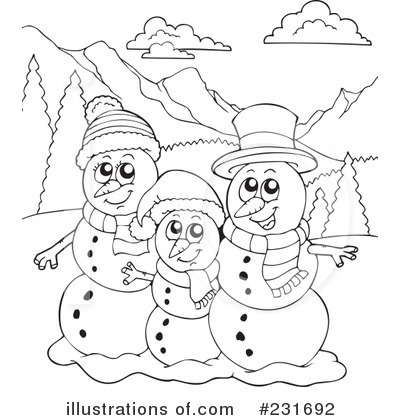 Royalty-Free (RF) Snowman Clipart Illustration by visekart - Stock Sample #231692