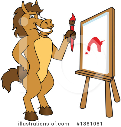 Royalty-Free (RF) Stallion School Mascot Clipart Illustration by Mascot Junction - Stock Sample #1361081