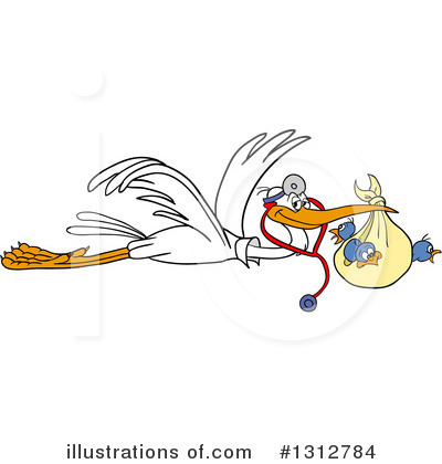 Royalty-Free (RF) Stork Clipart Illustration by LaffToon - Stock Sample #1312784