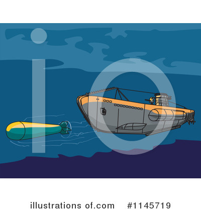 Royalty-Free (RF) Submarine Clipart Illustration by patrimonio - Stock Sample #1145719