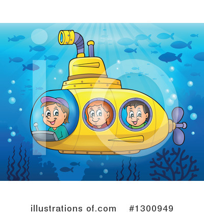 Royalty-Free (RF) Submarine Clipart Illustration by visekart - Stock Sample #1300949