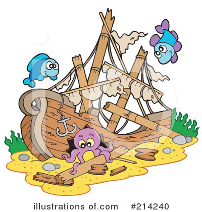 Royalty-Free (RF) Sunken Ship Clipart Illustration by visekart - Stock Sample #214240