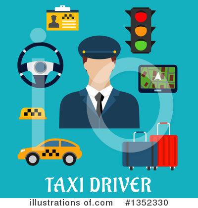 Royalty-Free (RF) Taxi Clipart Illustration by Vector Tradition SM - Stock Sample #1352330