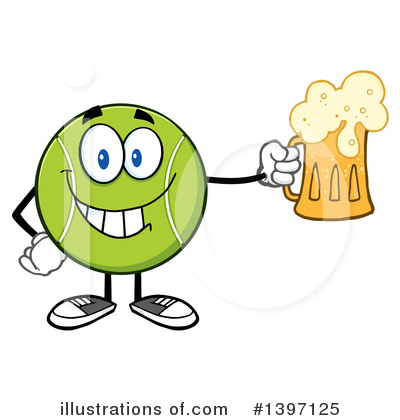 Royalty-Free (RF) Tennis Ball Character Clipart Illustration by Hit Toon - Stock Sample #1397125