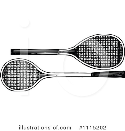 Royalty-Free (RF) Tennis Racket Clipart Illustration by Prawny Vintage - Stock Sample #1115202