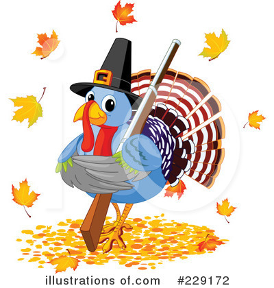 Royalty-Free (RF) Thanksgiving Turkey Clipart Illustration by Pushkin - Stock Sample #229172
