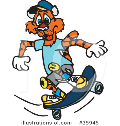 Skateboarding Clipart #35945 by Dennis Holmes Designs