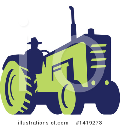 Royalty-Free (RF) Tractor Clipart Illustration by patrimonio - Stock Sample #1419273