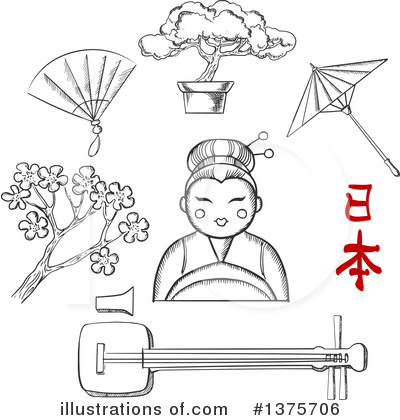 Geisha Clipart #1375706 by Vector Tradition SM