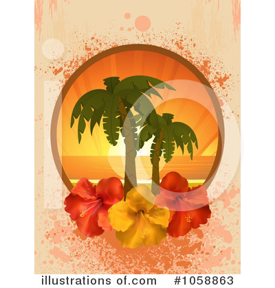 Tropical Sunset Clipart #1058863 by elaineitalia