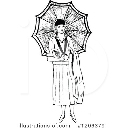 Royalty-Free (RF) Umbrella Clipart Illustration by Prawny Vintage - Stock Sample #1206379