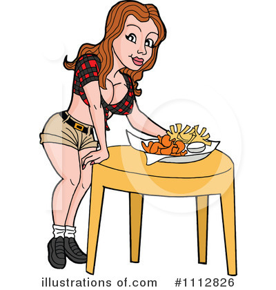 Royalty-Free (RF) Waitress Clipart Illustration by LaffToon - Stock Sample #1112826