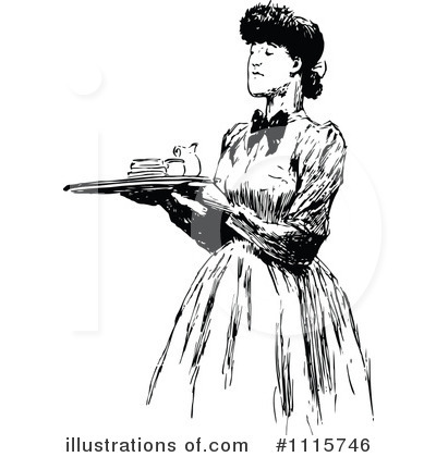 Royalty-Free (RF) Waitress Clipart Illustration by Prawny Vintage - Stock Sample #1115746