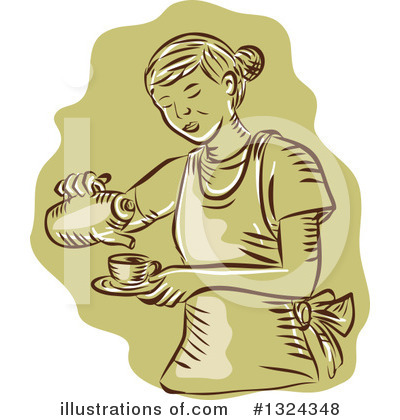 Royalty-Free (RF) Waitress Clipart Illustration by patrimonio - Stock Sample #1324348