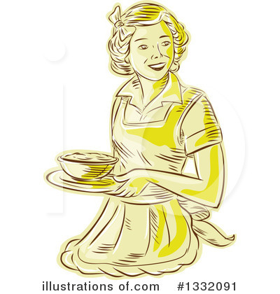 Royalty-Free (RF) Waitress Clipart Illustration by patrimonio - Stock Sample #1332091