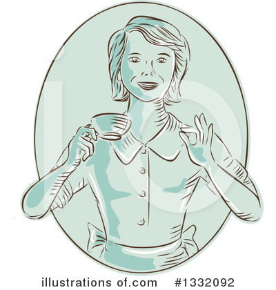 Royalty-Free (RF) Waitress Clipart Illustration by patrimonio - Stock Sample #1332092