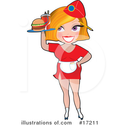 Royalty-Free (RF) Waitress Clipart Illustration by Maria Bell - Stock Sample #17211