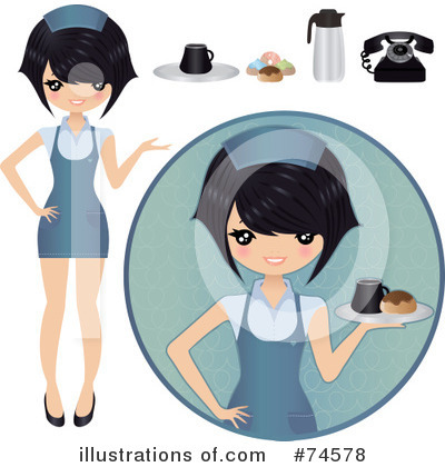 Royalty-Free (RF) Waitress Clipart Illustration by Melisende Vector - Stock Sample #74578