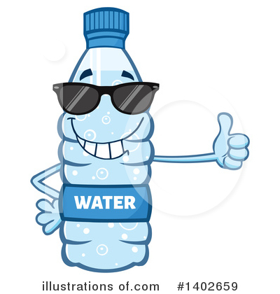 Royalty-Free (RF) Water Bottle Mascot Clipart Illustration by Hit Toon - Stock Sample #1402659