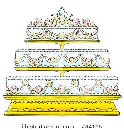 Royalty-Free (RF) Wedding Cake Clipart Illustration by Alex Bannykh - Stock Sample #34195