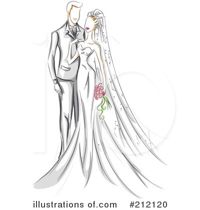 Royalty-Free (RF) Wedding Couple Clipart Illustration by BNP Design Studio - Stock Sample #212120