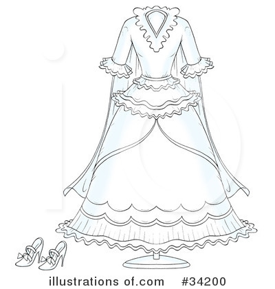 Royalty-Free (RF) Wedding Dress Clipart Illustration by Alex Bannykh - Stock Sample #34200