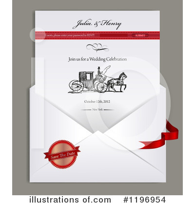 Royalty-Free (RF) Wedding Invite Clipart Illustration by Eugene - Stock Sample #1196954