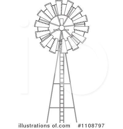 Royalty-Free (RF) Windmill Clipart Illustration by Dennis Holmes Designs - Stock Sample #1108797