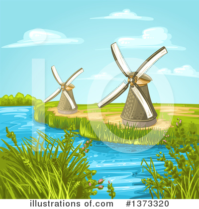 Royalty-Free (RF) Windmill Clipart Illustration by merlinul - Stock Sample #1373320