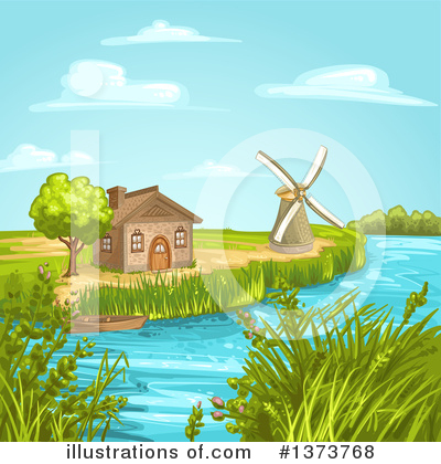 Royalty-Free (RF) Windmill Clipart Illustration by merlinul - Stock Sample #1373768