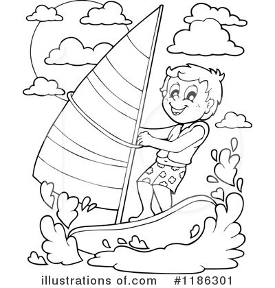 Royalty-Free (RF) Windsurfing Clipart Illustration by visekart - Stock Sample #1186301