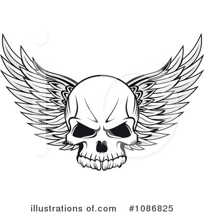 Royalty-Free (RF) Winged Skull Clipart Illustration by Vector Tradition SM - Stock Sample #1086825