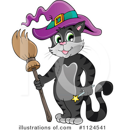 Royalty-Free (RF) Witch Cat Clipart Illustration by visekart - Stock Sample #1124541