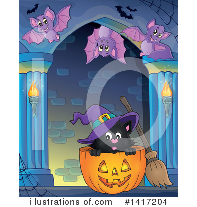 Royalty-Free (RF) Witch Cat Clipart Illustration by visekart - Stock Sample #1417204