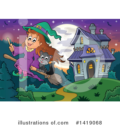Witch Cat Clipart #1419068 by visekart