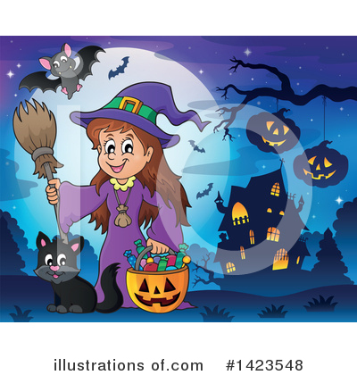 Witch Cat Clipart #1423548 by visekart