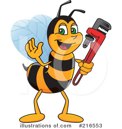 Royalty-Free (RF) Worker Bee Character Clipart Illustration by Mascot Junction - Stock Sample #216553