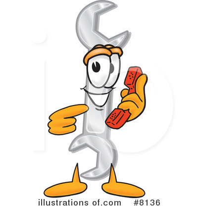 Wrench Character Clipart #8136 by Mascot Junction
