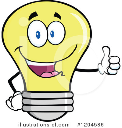 Royalty-Free (RF) Yellow Light Bulb Clipart Illustration by Hit Toon - Stock Sample #1204586
