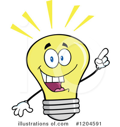 Royalty-Free (RF) Yellow Light Bulb Clipart Illustration by Hit Toon - Stock Sample #1204591