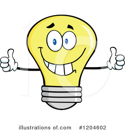 Royalty-Free (RF) Yellow Light Bulb Clipart Illustration by Hit Toon - Stock Sample #1204602