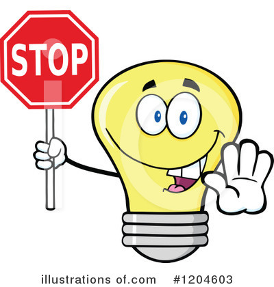 Royalty-Free (RF) Yellow Light Bulb Clipart Illustration by Hit Toon - Stock Sample #1204603